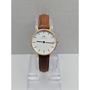 Daniel Wellington Classic Petite Watch 28mm Rose Gold New Battery Brown Leather